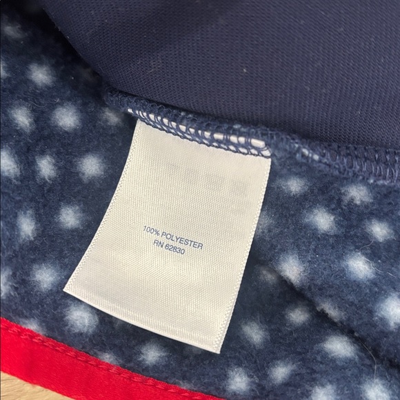 Lands' End Heritage Fleece snap placket pullover blue & white snowflake small - Picture 6 of 7